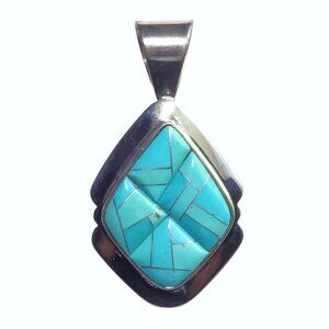 Jay King DTR 925 Sterling Silver Turquoise Gemstone Inlay Pendant